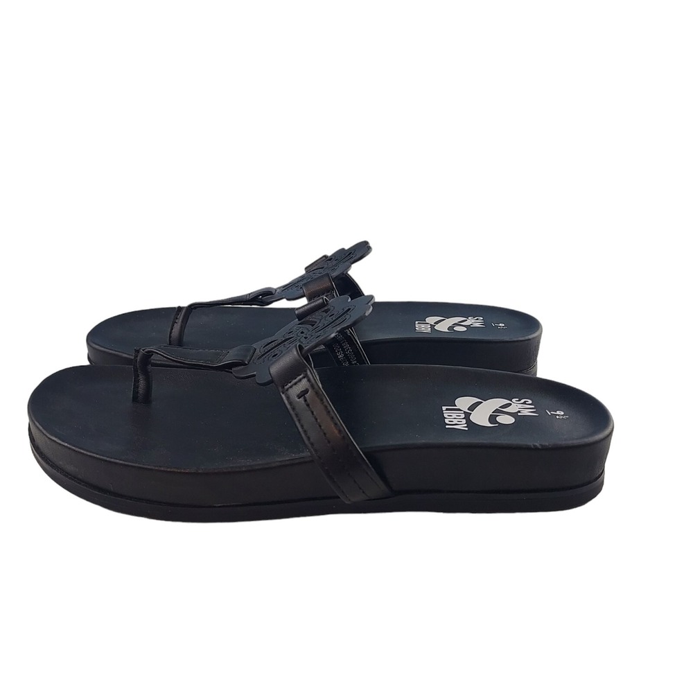 Sam & Libby Women 9.5 Black Medallion Platform Thong Sandals 10398S2001 - Picture 4 of 8